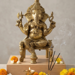 Brass Royal Seated Ganesha Idol