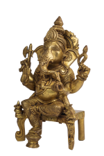 Brass Royal Seated Ganesha Idol - Image 3