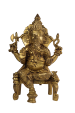 Brass Royal Seated Ganesha Idol - Image 5
