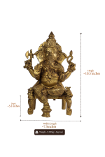 Brass Royal Seated Ganesha Idol - Image 2