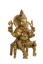 Brass Royal Seated Ganesha Idol - Image 6