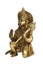 Brass Kneeling Bhakta Hanuman Idol - Image 4