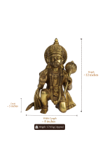 Brass Kneeling Bhakta Hanuman Idol - Image 2
