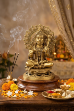 Brass Seated Veera Hanuman with Halo Idol