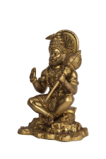 Brass Seated Veera Hanuman with Halo Idol - Image 4