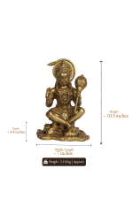 Brass Seated Veera Hanuman with Halo Idol - Image 2
