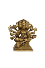 Brass Seated Panchamukhi Hanuman Idol - Image 3
