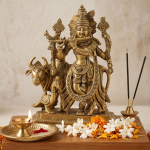 Brass Venugopala Krishna with Cow Idol