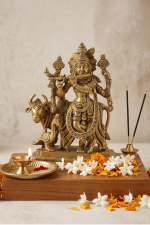 Brass Venugopala Krishna with Cow Idol