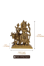 Brass Venugopala Krishna with Cow Idol - Image 2