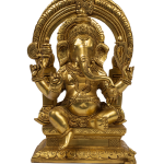 Antique Brass Seated Ganesha Idol with Arch