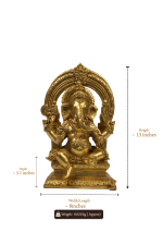 Antique Brass Seated Ganesha Idol with Arch - Image 2