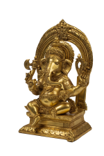 Antique Brass Seated Ganesha Idol with Arch - Image 4