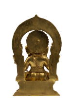 Antique Brass Seated Ganesha Idol with Arch - Image 5