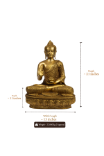 Antique Brass Meditating Buddha Statue - Image 2