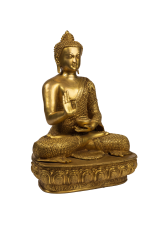 Antique Brass Meditating Buddha Statue - Image 3