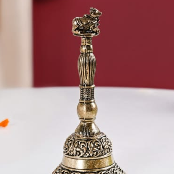 Traditional Engraved Brass Puja Bell (Ghanti)